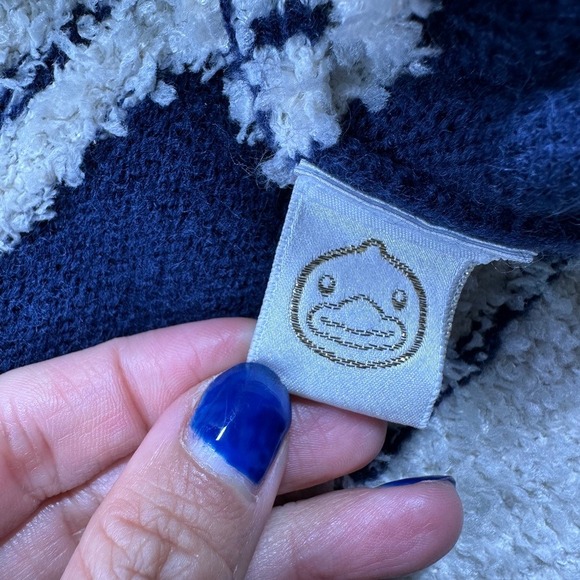 B Duck Teens Fuzzy Cardigan Sweater Cream Blue Varsity Y2K Graphic Size Medium - Picture 12 of 16